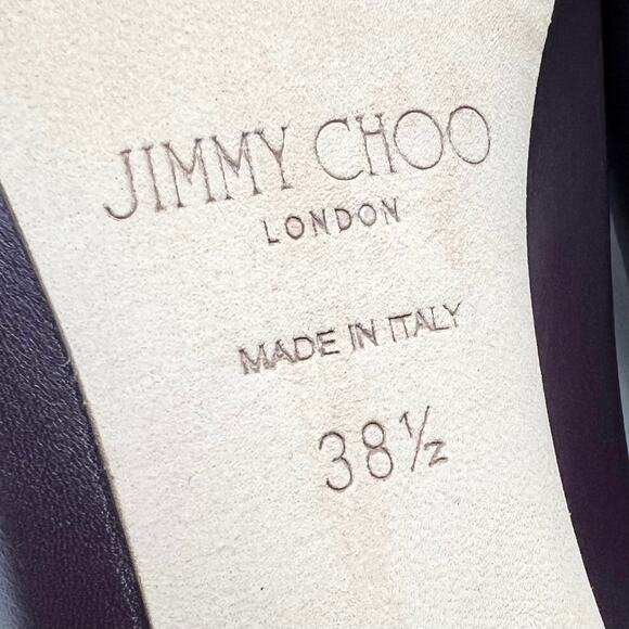 JIMMY CHOO Lark 100 Studded Booties EU 38.5 US 8.5 Deep Purple Leather Stiletto - Picture 11 of 13